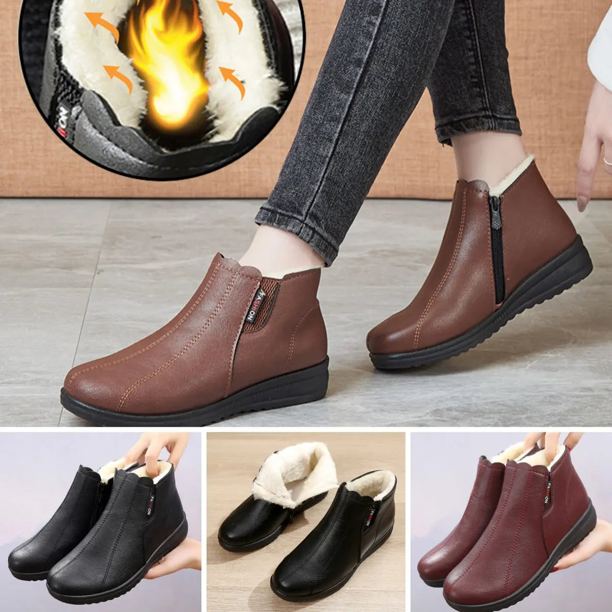 🔥Ograniczona czasowo wyprzedaż【35-41】👢Bardzo ciepłe skórzane buty