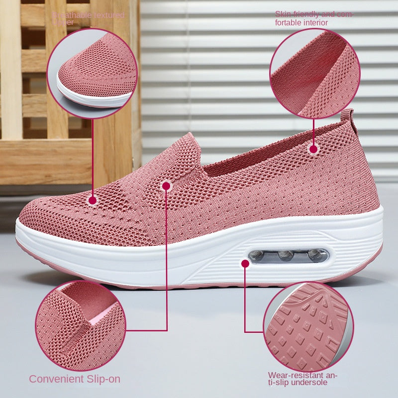 36-42 2024 Pantofi noi de primăvară damă pantofi leagăn cu slip-on pantofi leagăn cu talpă groasă, cu pernă de aer