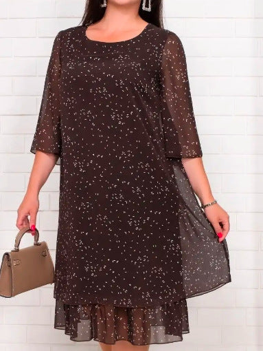 Cross-Border New Arrival 2024 Amazon Foreign Trade Women's Clothing Hot Sale Western Style Chiffon Printing Dress
