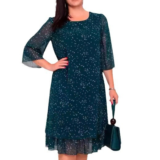 Cross-Border New Arrival 2024 Amazon Foreign Trade Women's Clothing Hot Sale Western Style Chiffon Printing Dress