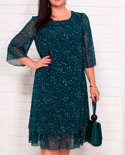 Cross-Border New Arrival 2024 Amazon Foreign Trade Women's Clothing Hot Sale Western Style Chiffon Printing Dress