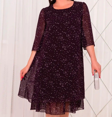Cross-Border New Arrival 2024 Amazon Foreign Trade Women's Clothing Hot Sale Western Style Chiffon Printing Dress