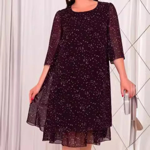 Cross-Border New Arrival 2024 Amazon Foreign Trade Women's Clothing Hot Sale Western Style Chiffon Printing Dress