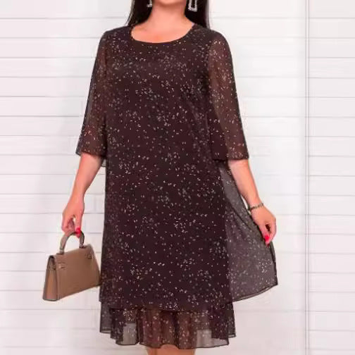 Cross-Border New Arrival 2024 Amazon Foreign Trade Women's Clothing Hot Sale Western Style Chiffon Printing Dress
