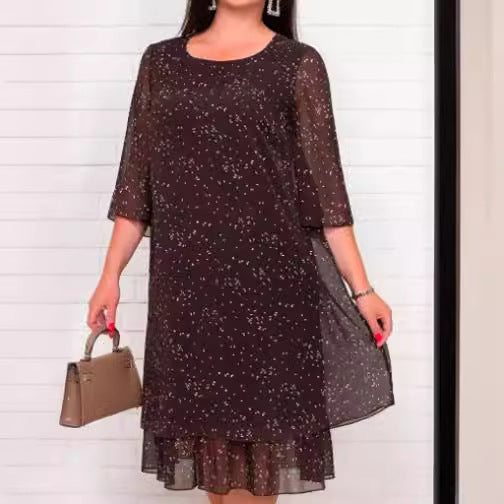 Cross-Border New Arrival 2024 Amazon Foreign Trade Women's Clothing Hot Sale Western Style Chiffon Printing Dress