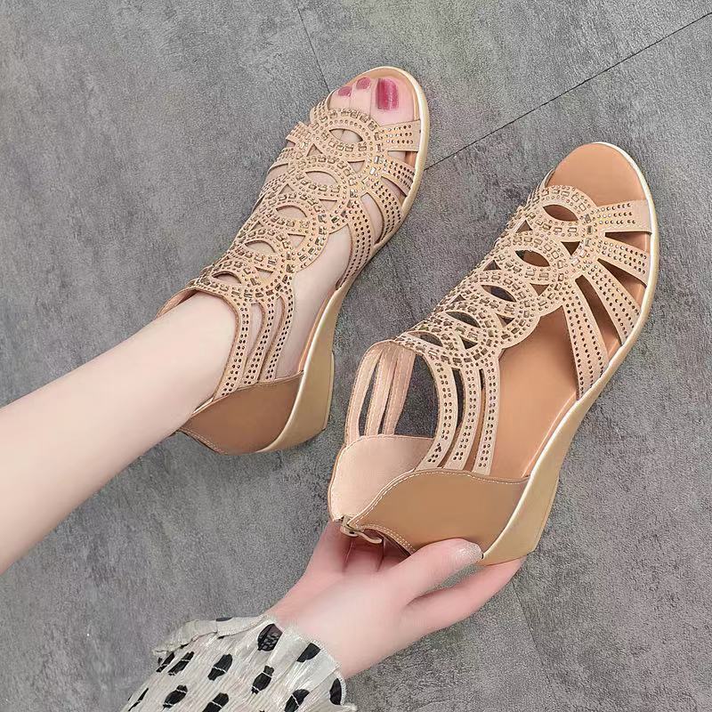 women's crystal wedge sandals comfortable high heels