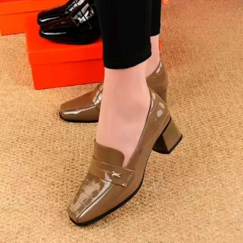 2023 Nowe Grube Podeszwy Grube Obcasy Modne Damskie Skórzane Buty Na Wysokim Obcasie