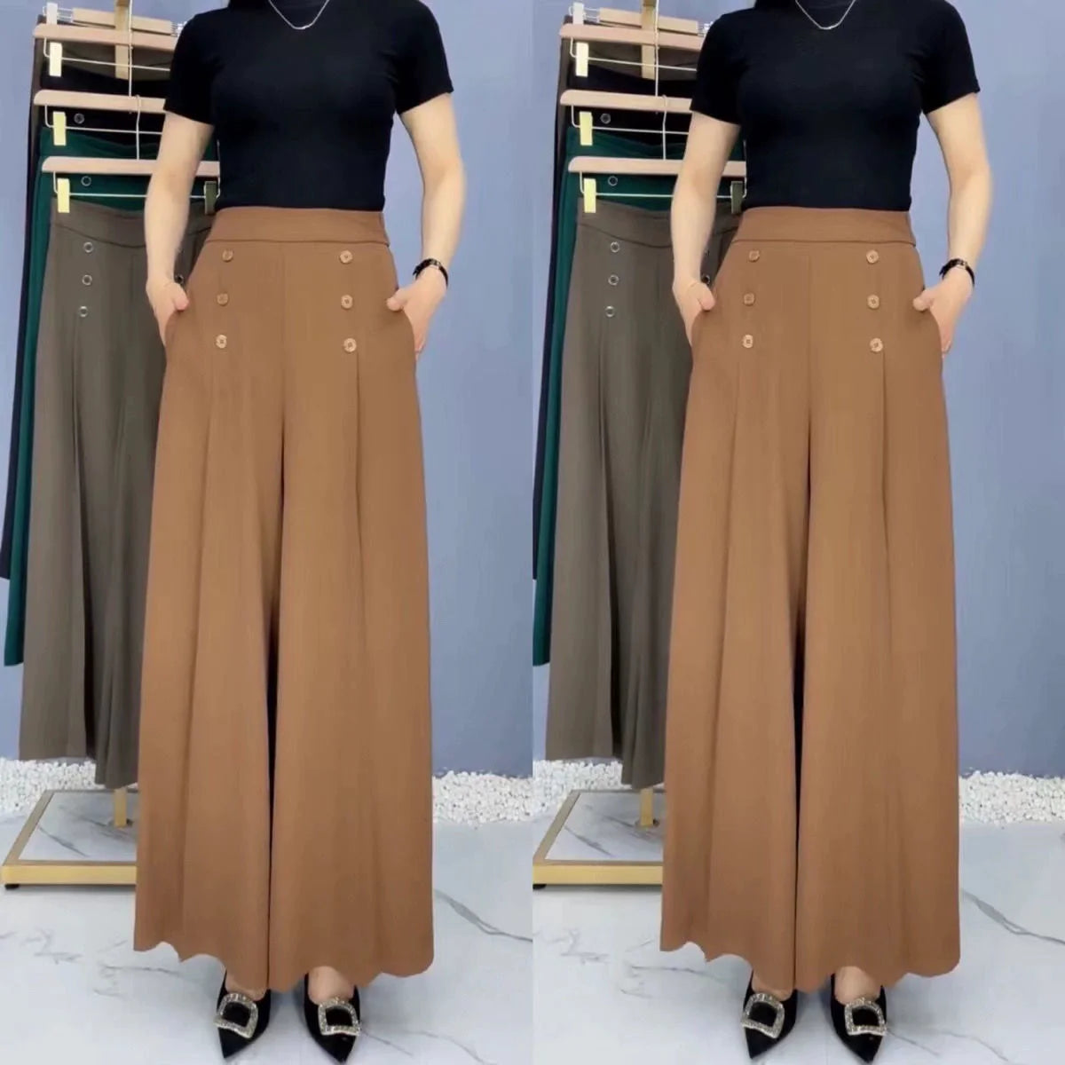 Ofertă limitată-LAST DAY 49% OFF - [Comfort and Slim] Stylish Pleated Wide-leg Pants