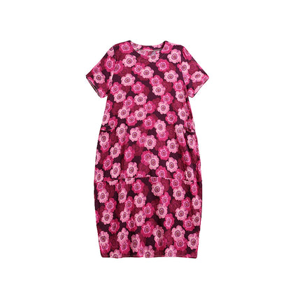 XL-5XL 2024 Rochie florală de vară din bumbac și in, fustă la modă din in și ramie