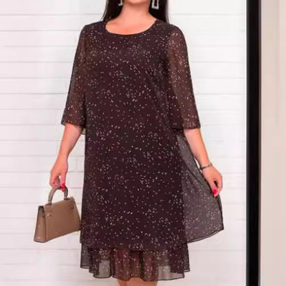 Cross-Border New Arrival 2024 Amazon Foreign Trade Women's Clothing Hot Sale Western Style Chiffon Printing Dress