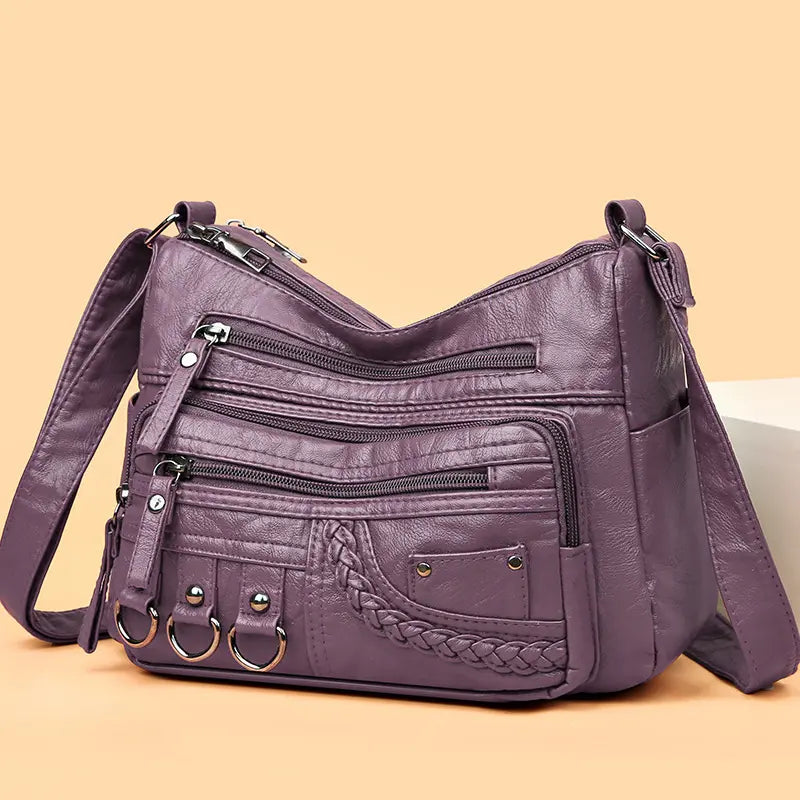 【Cumpără 1 primești 1 gratis】2024 Noua geantă Crossbody Geanta de umăr pentru mama, din piele moale spălată Geantă versatilă pentru femei