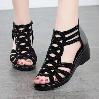 women's crystal wedge sandals comfortable high heels